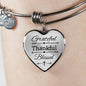 Grateful Thankful Blessed Christian Faith Psalms Heart Bracelet Bangle - Express Your Love Gifts