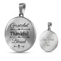 Grateful Thankful Blessed Circle Necklace Stainless Steel or 18k Gold 18-22" - Express Your Love Gifts
