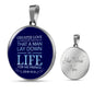 Greater Love Bible Verse Circle Necklace Stainless Steel or 18k Gold 18-22" - Express Your Love Gifts