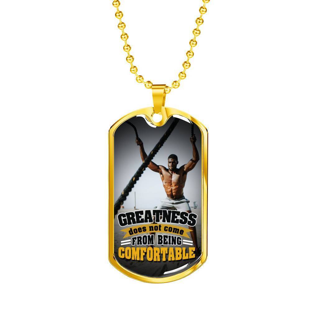 Greatness Necklace Stainless Steel or 18k Gold Dog Tag 24" Chain-Express Your Love Gifts