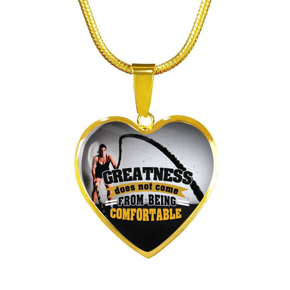 Greatness Necklace Stainless Steel or 18k Gold Heart Pendant 18-22"-Express Your Love Gifts