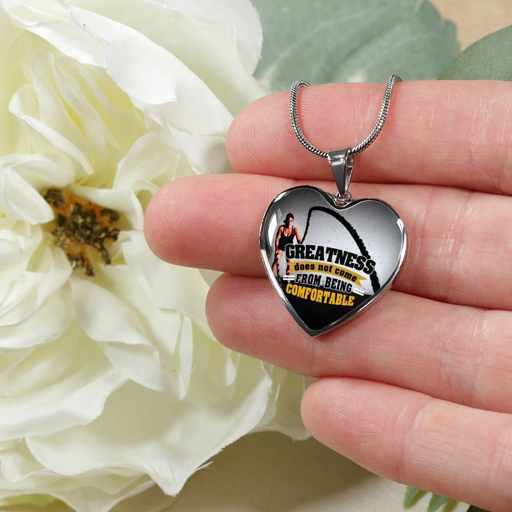 Greatness Necklace Stainless Steel or 18k Gold Heart Pendant 18-22"-Express Your Love Gifts