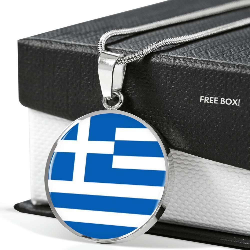 Greece Flag Necklace Greece Flag Stainless Steel or 18k Gold 18-22" - Express Your Love Gifts