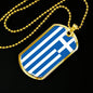 Greece Flag Necklace Greece Flag Stainless Steel or 18k Gold Dog Tag 24" - Express Your Love Gifts