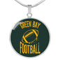 Green Bay Circle Pendant Football Fan Necklace Stainless Steel or 18k Gold 18-22" - Express Your Love Gifts