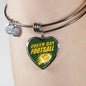 Green Bay Fan Football Gift Stainless Steel or 18k Gold Heart Bracelet Bangle - Express Your Love Gifts