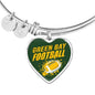 Green Bay Fan Football Gift Stainless Steel or 18k Gold Heart Bracelet Bangle - Express Your Love Gifts