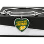 Green Bay Fan Football Gift Stainless Steel or 18k Gold Heart Bracelet Bangle - Express Your Love Gifts