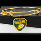 Green Bay Fan Football Gift Stainless Steel or 18k Gold Heart Bracelet Bangle - Express Your Love Gifts