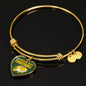 Green Bay Fan Football Gift Stainless Steel or 18k Gold Heart Bracelet Bangle - Express Your Love Gifts