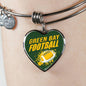 Green Bay Fan Football Gift Stainless Steel or 18k Gold Heart Bracelet Bangle - Express Your Love Gifts