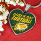 Green Bay Fan Gift Stainless Steel Heart Pendant Necklace W Luxury Necklace: 18-22" Adjustable - Express Your Love Gifts