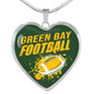 Green Bay Fan Gift Stainless Steel Heart Pendant Necklace W Luxury Necklace: 18-22" Adjustable - Express Your Love Gifts