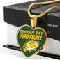 Green Bay Fan Gift Stainless Steel Heart Pendant Necklace W Luxury Necklace: 18-22" Adjustable - Express Your Love Gifts