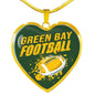 Green Bay Fan Gift Stainless Steel Heart Pendant Necklace W Luxury Necklace: 18-22" Adjustable - Express Your Love Gifts