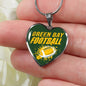 Green Bay Fan Gift Stainless Steel Heart Pendant Necklace W Luxury Necklace: 18-22" Adjustable - Express Your Love Gifts