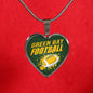 Green Bay Fan Gift Stainless Steel Heart Pendant Necklace W Luxury Necklace: 18-22" Adjustable - Express Your Love Gifts