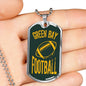 Green Bay Fan Necklace Dog Tag Stainless Steel or 18k Gold 24" Chain - Express Your Love Gifts