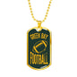 Green Bay Fan Necklace Dog Tag Stainless Steel or 18k Gold 24" Chain - Express Your Love Gifts