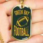 Green Bay Fan Necklace Dog Tag Stainless Steel or 18k Gold 24" Chain - Express Your Love Gifts