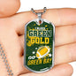 Green Bay Football Necklace Stainless Steel or 18k Gold Dog Tag 24" Chain-Express Your Love Gifts