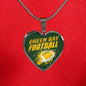 Green Bay Football Necklace Stainless Steel or 18k Gold Heart Pendant 18-22"-Express Your Love Gifts