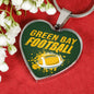 Green Bay Football Necklace Stainless Steel or 18k Gold Heart Pendant 18-22"-Express Your Love Gifts