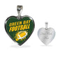 Green Bay Football Necklace Stainless Steel or 18k Gold Heart Pendant 18-22"-Express Your Love Gifts