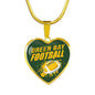 Green Bay Football Necklace Stainless Steel or 18k Gold Heart Pendant 18-22"-Express Your Love Gifts