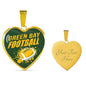 Green Bay Football Necklace Stainless Steel or 18k Gold Heart Pendant 18-22"-Express Your Love Gifts