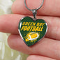 Green Bay Football Necklace Stainless Steel or 18k Gold Heart Pendant 18-22"-Express Your Love Gifts