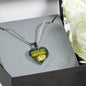 Green Bay Football Necklace Stainless Steel or 18k Gold Heart Pendant 18-22"-Express Your Love Gifts