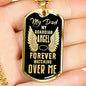 Guardian Angel Is Dad Memorial Necklace Stainless Steel or 18k Gold Dog Tag 24" - Express Your Love Gifts