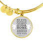 Guardian Angel Protects Always Psalm Stainless Steel or 18k Gold Circle Bangle Bracelet - Express Your Love Gifts