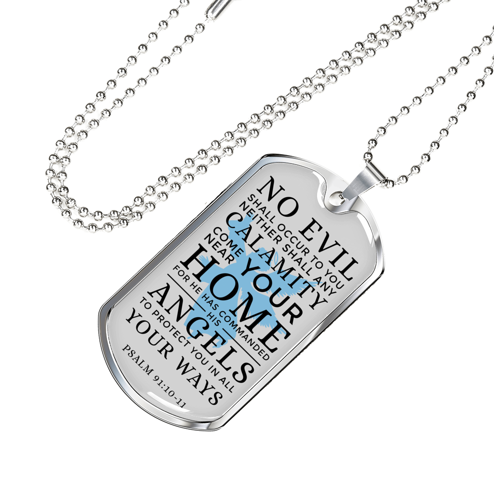 Guardian Angel Protects Always Stainless Steel or 18k Gold Dog Tag 24" Chain-Express Your Love Gifts