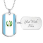 Guatemala Flag Necklace Guatemala Flag Stainless Steel or 18k Gold Dog Tag 24" - Express Your Love Gifts