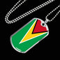 Guyana Flag Necklace Guyana Flag Stainless Steel or 18k Gold Dog Tag 24" - Express Your Love Gifts