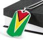 Guyana Flag Necklace Guyana Flag Stainless Steel or 18k Gold Dog Tag 24" - Express Your Love Gifts