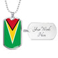 Guyana Flag Necklace Guyana Flag Stainless Steel or 18k Gold Dog Tag 24" - Express Your Love Gifts