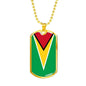 Guyana Flag Necklace Guyana Flag Stainless Steel or 18k Gold Dog Tag 24" - Express Your Love Gifts