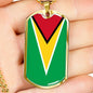 Guyana Flag Necklace Guyana Flag Stainless Steel or 18k Gold Dog Tag 24" - Express Your Love Gifts