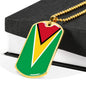 Guyana Flag Necklace Guyana Flag Stainless Steel or 18k Gold Dog Tag 24" - Express Your Love Gifts