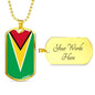 Guyana Flag Necklace Guyana Flag Stainless Steel or 18k Gold Dog Tag 24" - Express Your Love Gifts