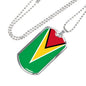 Guyana Flag Necklace Guyana Flag Stainless Steel or 18k Gold Dog Tag 24" - Express Your Love Gifts