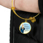 Hail Mary Catholic Prayer Stainless Steel or 18k Gold Circle Bangle Bracelet - Express Your Love Gifts