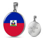 Haiti Flag Necklace Haiti Flag Stainless Steel or 18k Gold Circle Pendant 18-22" - Express Your Love Gifts