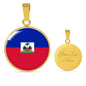 Haiti Flag Necklace Haiti Flag Stainless Steel or 18k Gold Circle Pendant 18-22" - Express Your Love Gifts