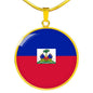 Haiti Flag Necklace Haiti Flag Stainless Steel or 18k Gold Circle Pendant 18-22" - Express Your Love Gifts