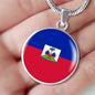 Haiti Flag Necklace Haiti Flag Stainless Steel or 18k Gold Circle Pendant 18-22" - Express Your Love Gifts