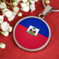 Haiti Flag Necklace Haiti Flag Stainless Steel or 18k Gold Circle Pendant 18-22" - Express Your Love Gifts